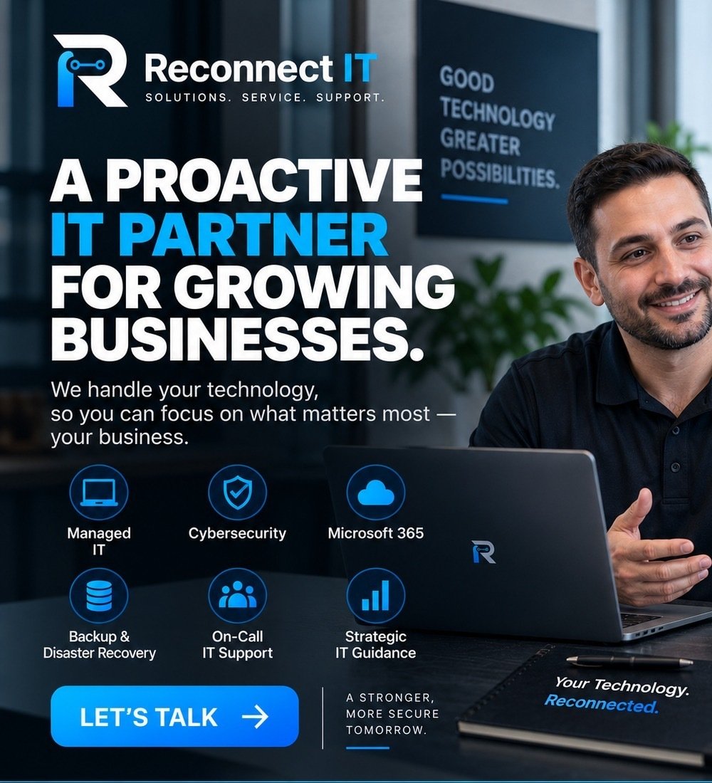 Reconnect IT professional discussing business technology with a client